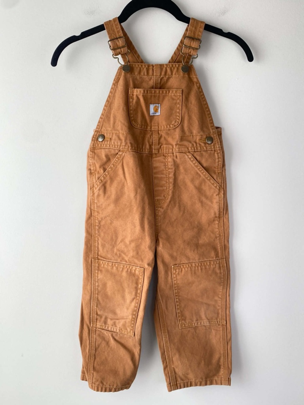 Carhartt Kids Canvas Bib Overalls 3T Brown Tan Utility Outdoor Rugged Toddler